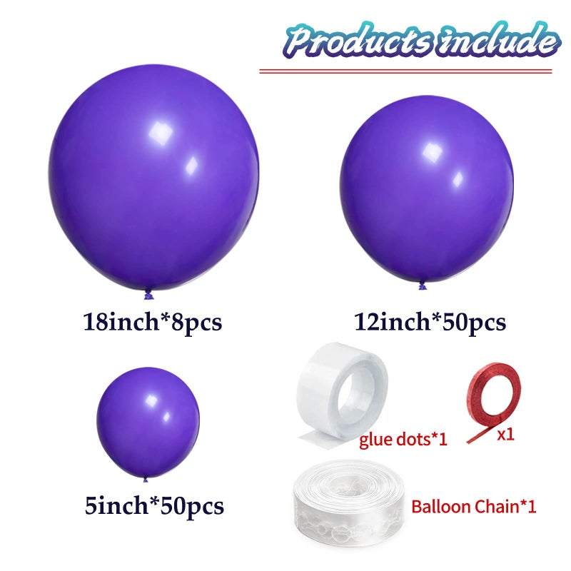 KAWKALSH Purple Balloon Arch Kit 111Pcs 18 12 5 Inch Latex Party Balloons Garland for Birthday Baby Shower Wedding Engagement Anniversary Christmas Party Decorations - Image 2